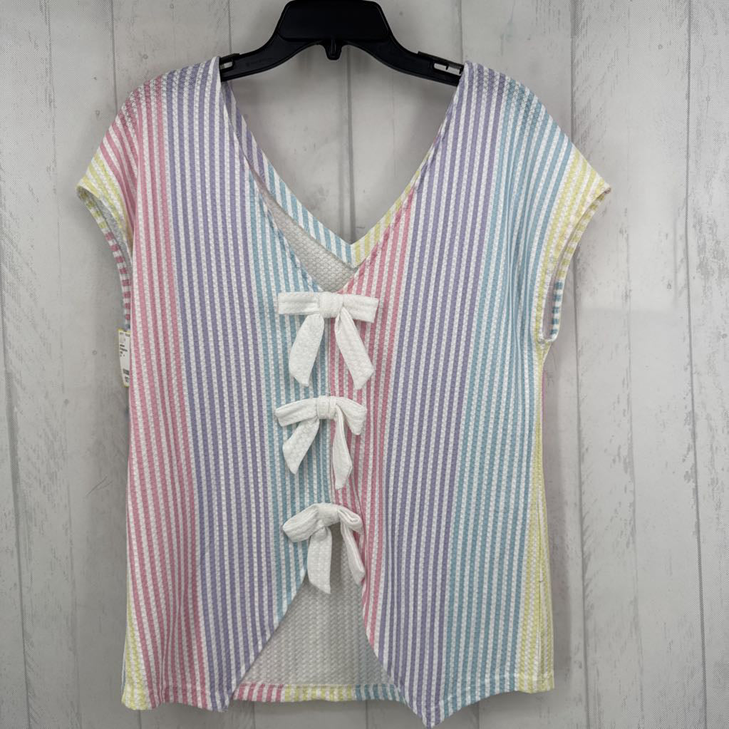 M striped bow back cap slv top