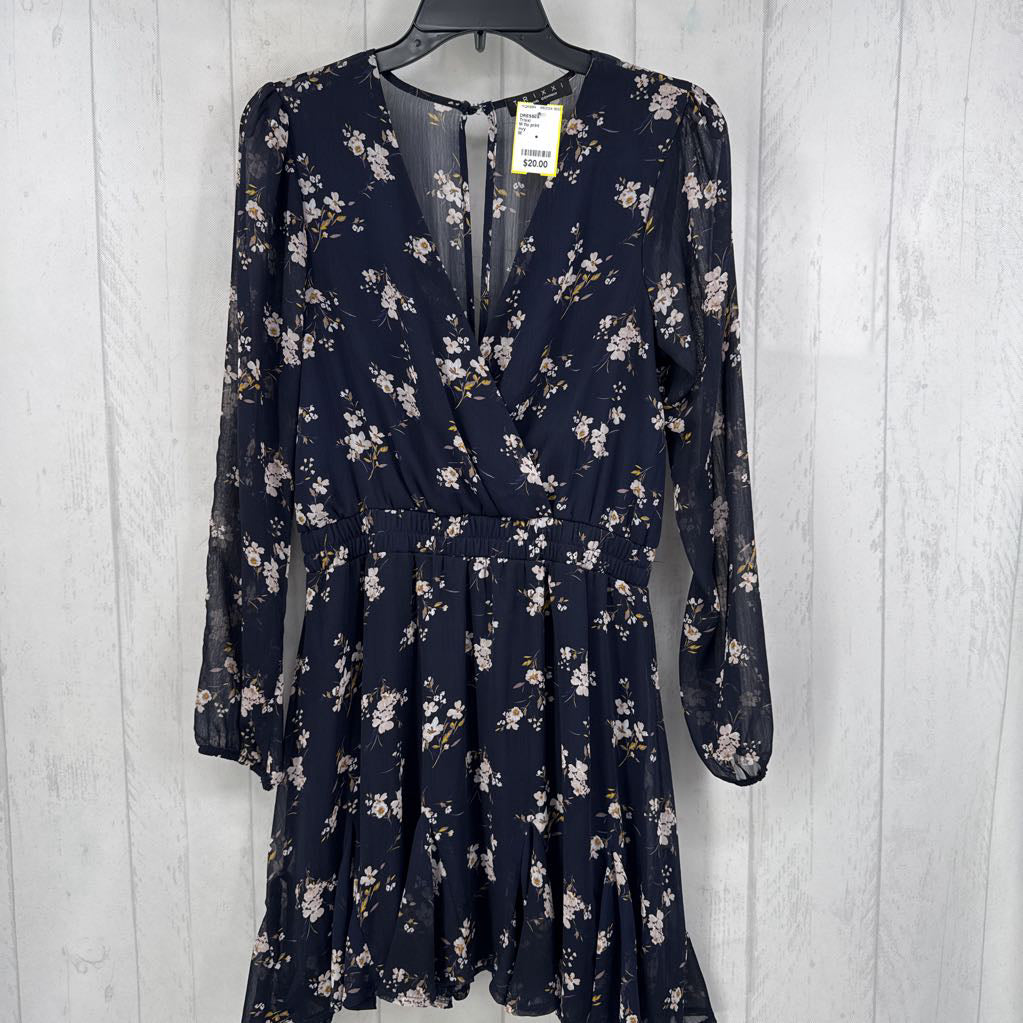 M flo print crossover l/s dress