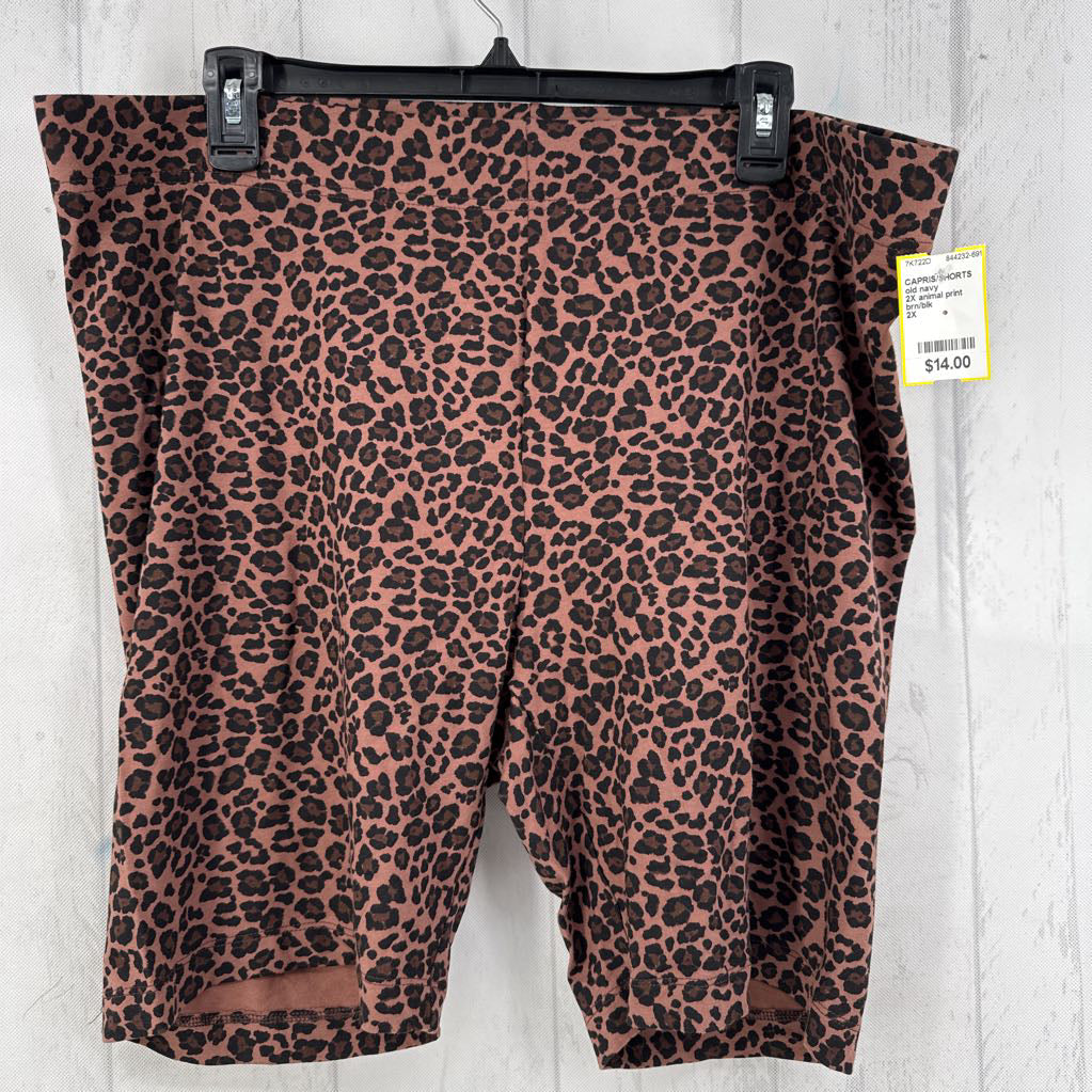 2X animal print biker shorts