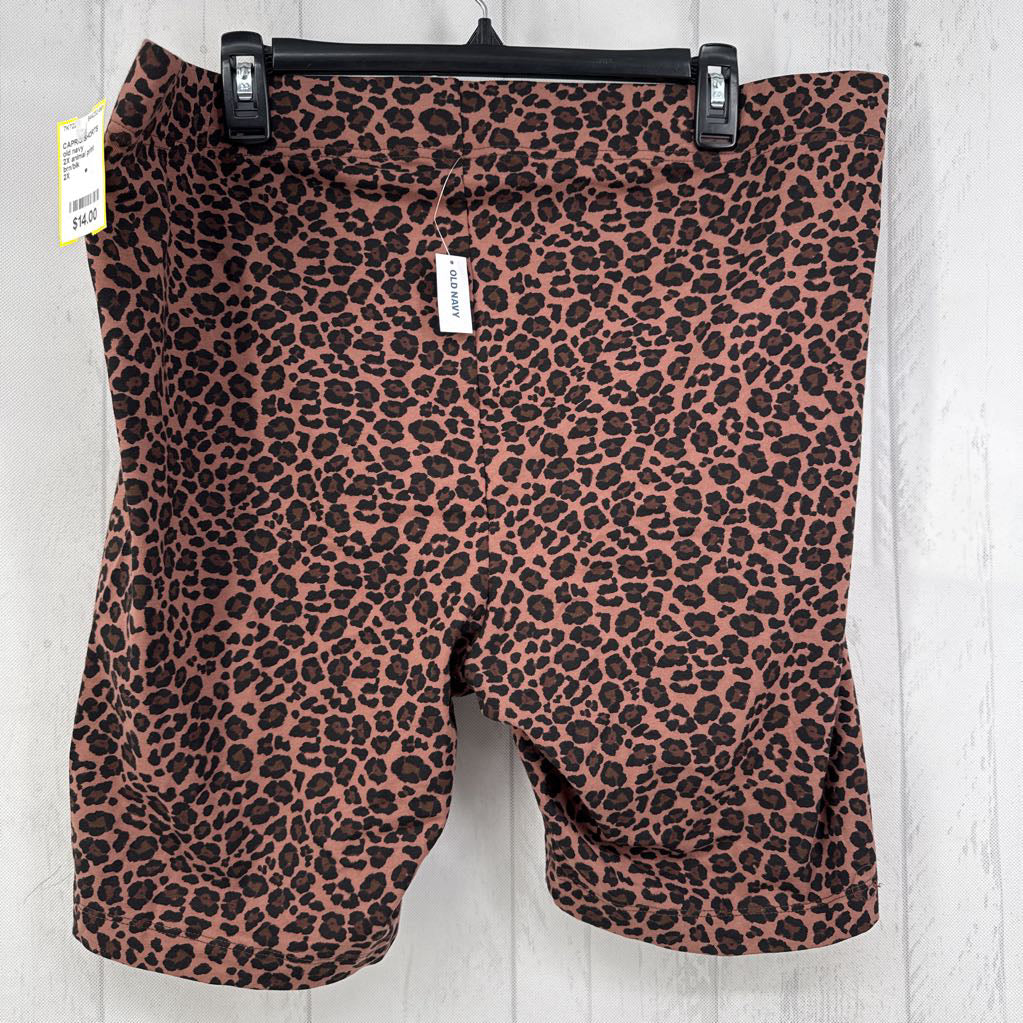 2X animal print biker shorts
