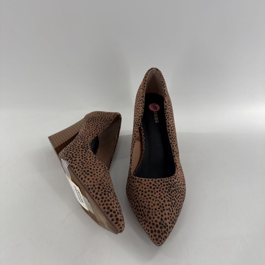 9 animal print block heel pumps
