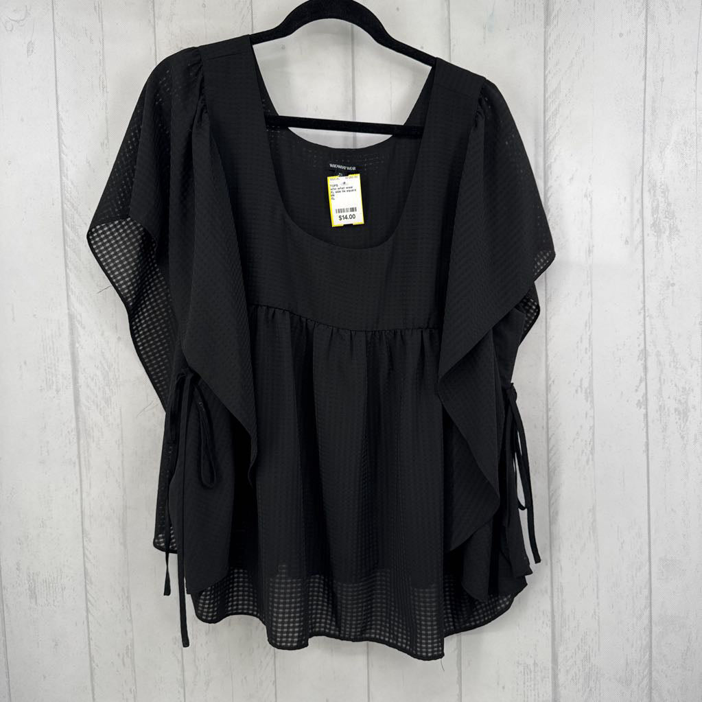XL side tie square neck top
