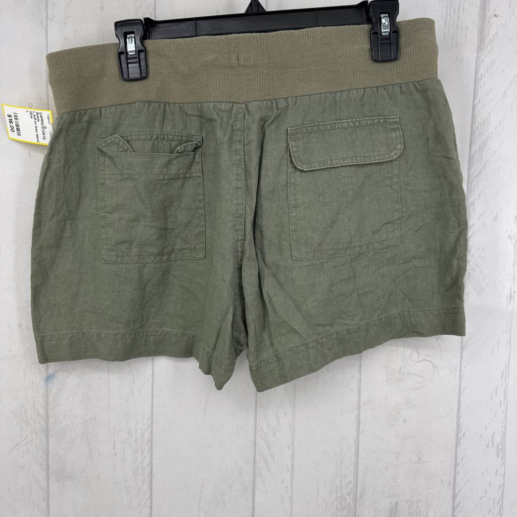 L pull-on linen blend shorts