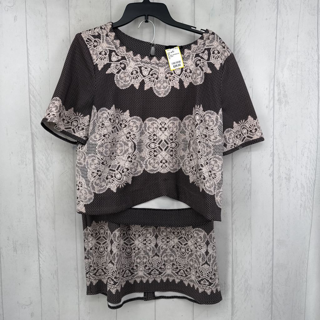 XL 2pc printed s/s skirt set