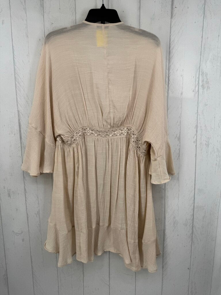 L lace trim open front cardi