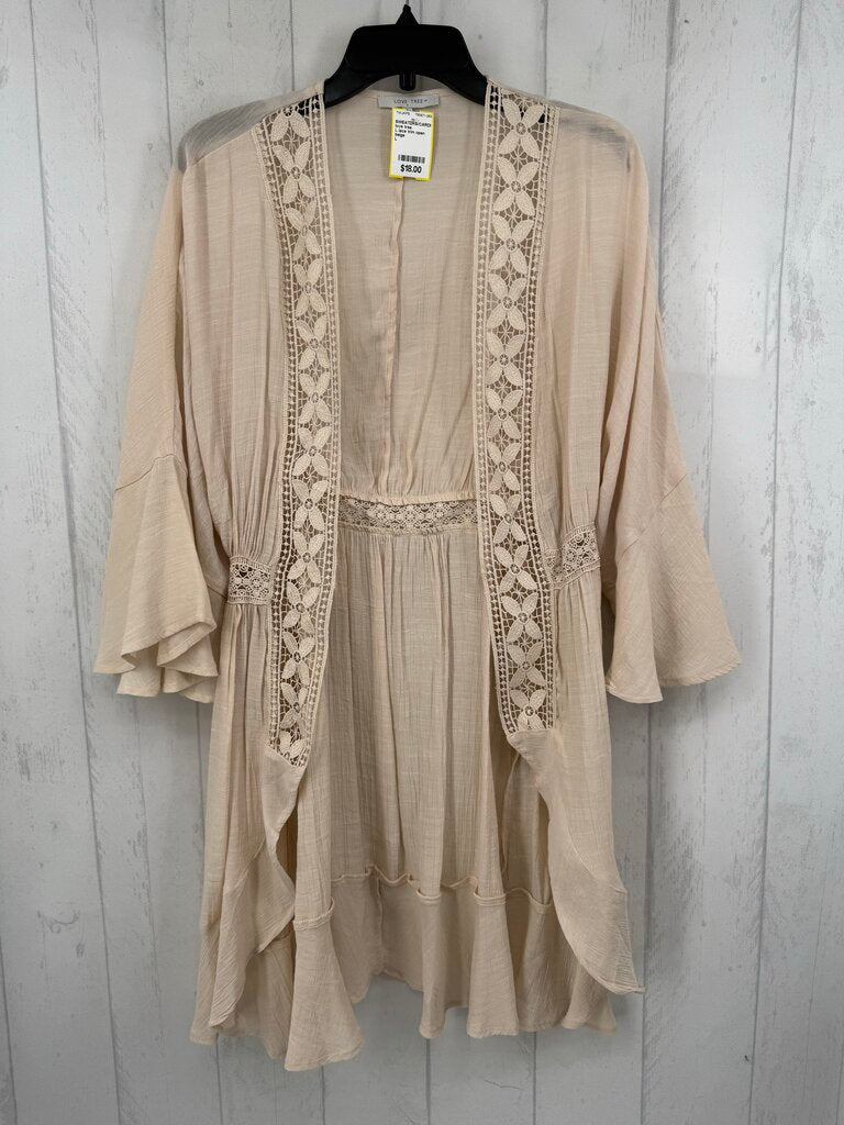 L lace trim open front cardi
