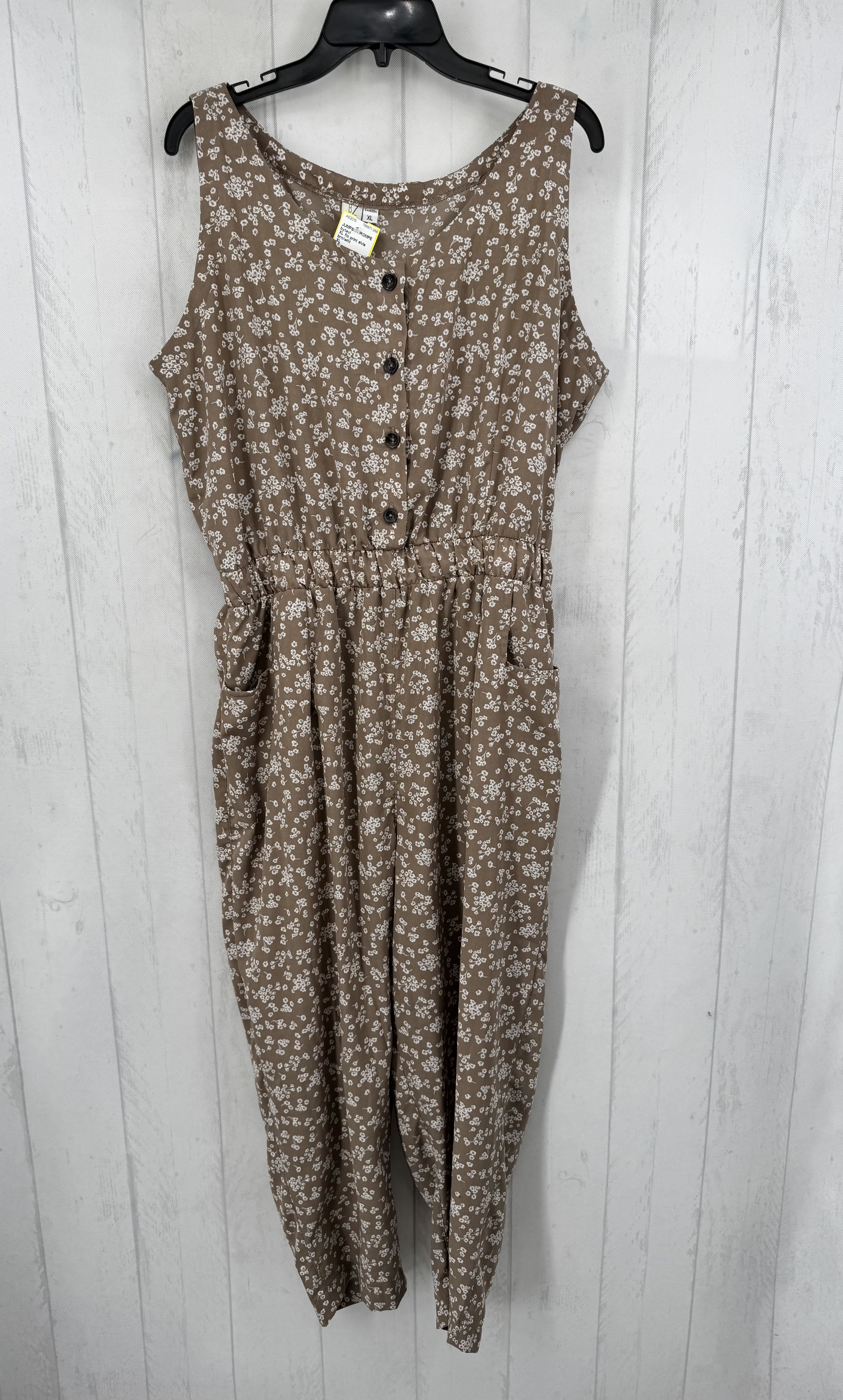 XL flo print slvls jumpsuit