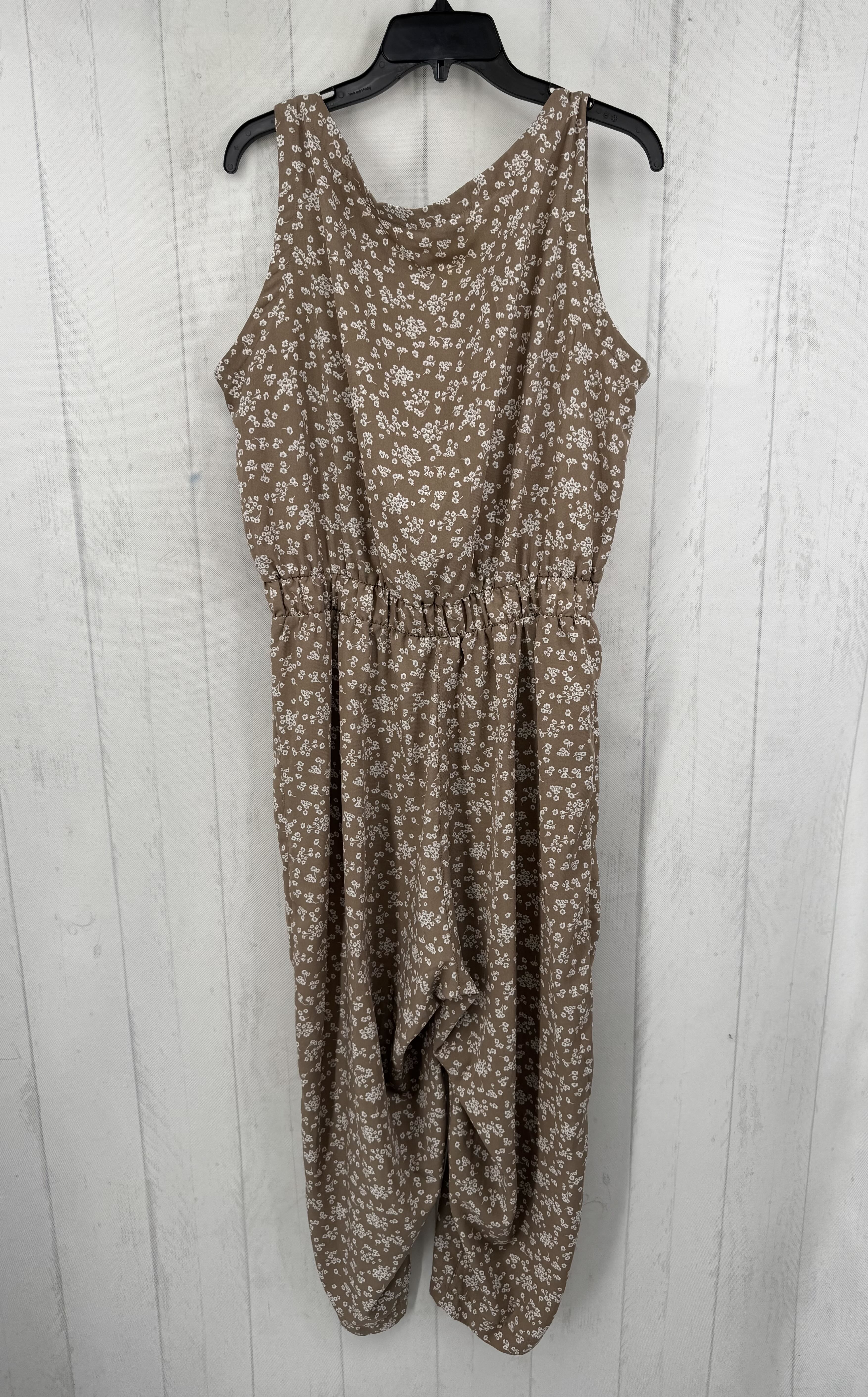 XL flo print slvls jumpsuit