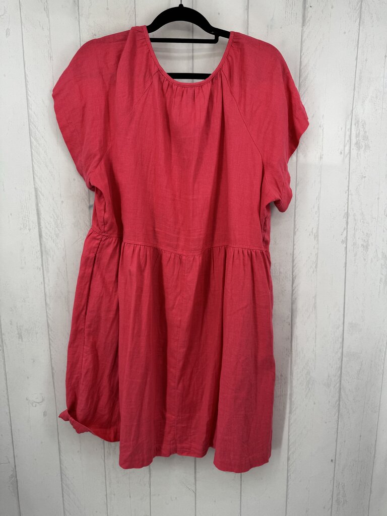 XXL linen split neck tiered s/s dress