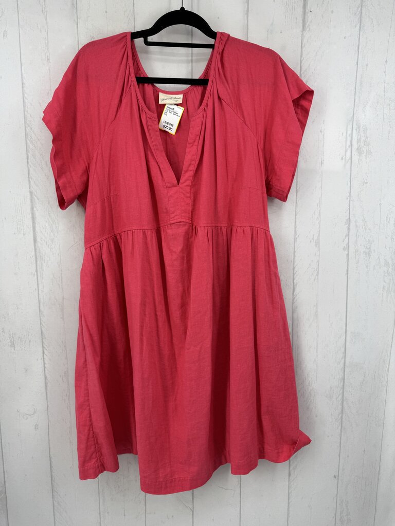 XXL linen split neck tiered s/s dress