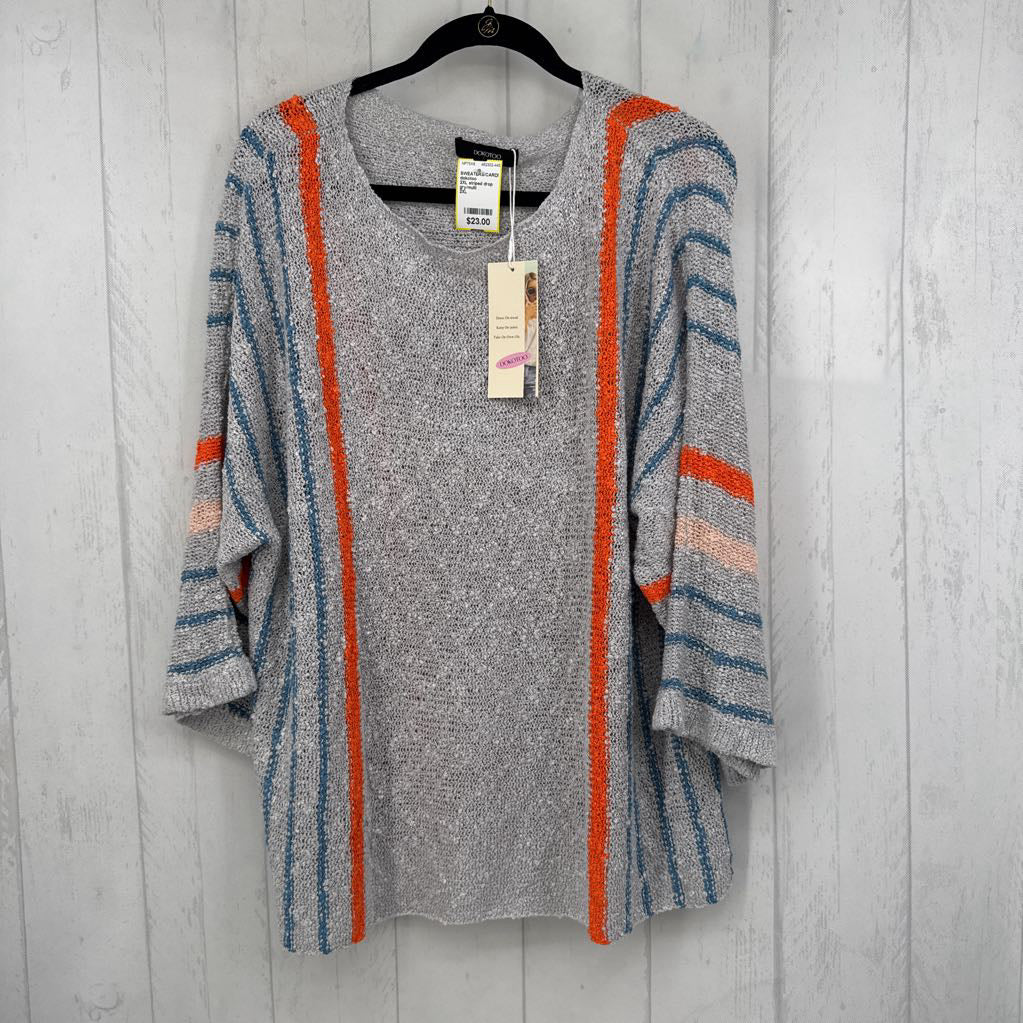 2XL striped drop shoulder sweater