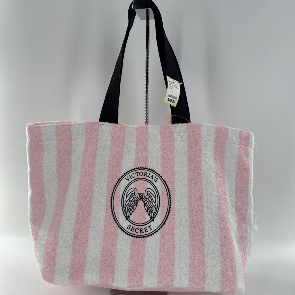 terry cloth striped overnight bag
