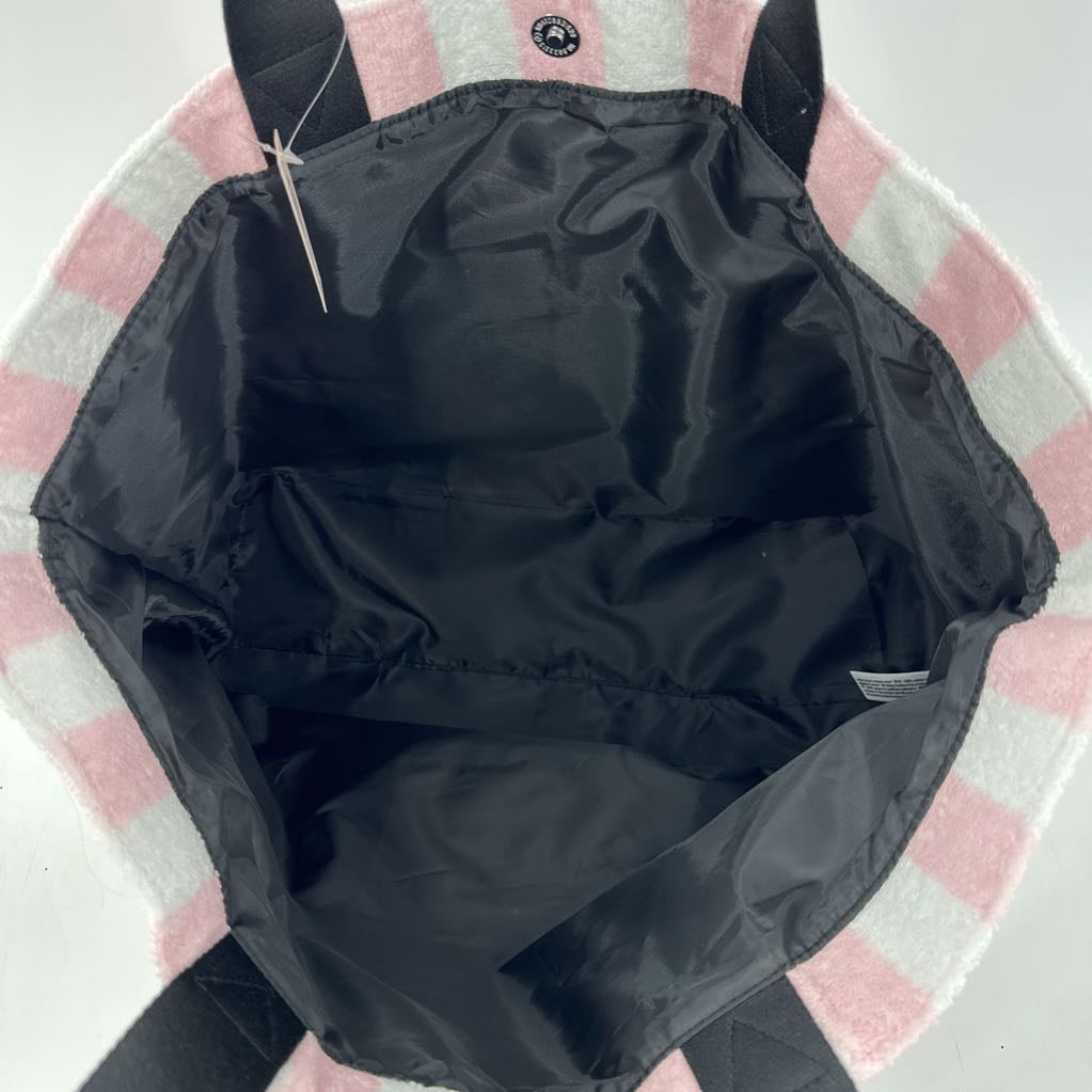 terry cloth striped overnight bag