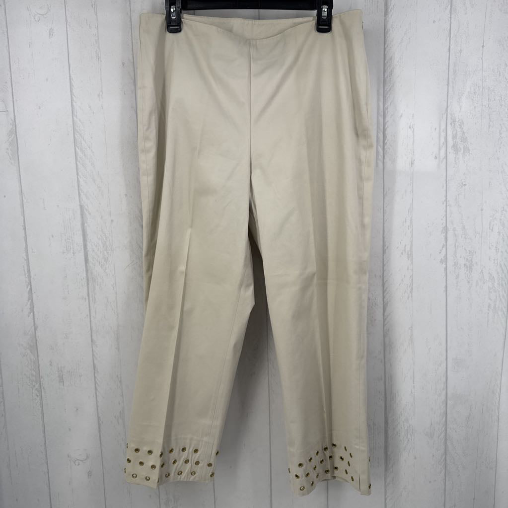 12 grommet embelished straight leg pant