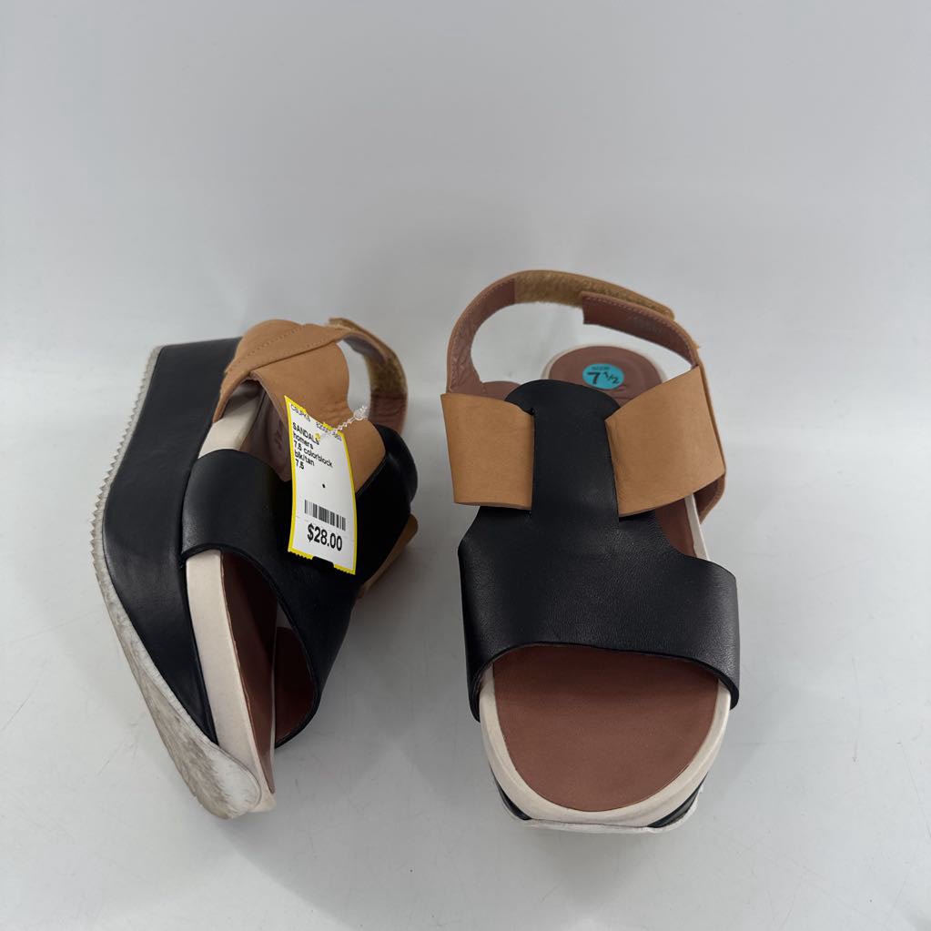 7.5 colorblock leather ankle strap sandal