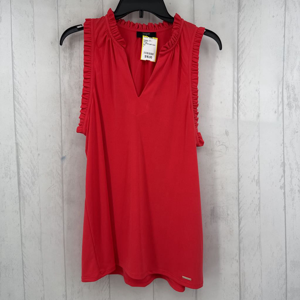 L ruffled split neck tank