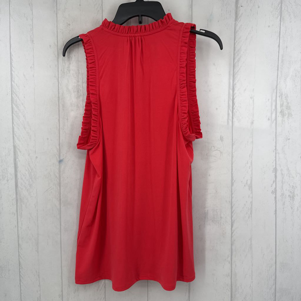 L ruffled split neck tank