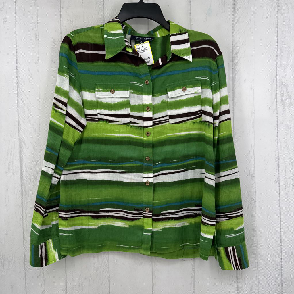 Mp striped button down l/s top