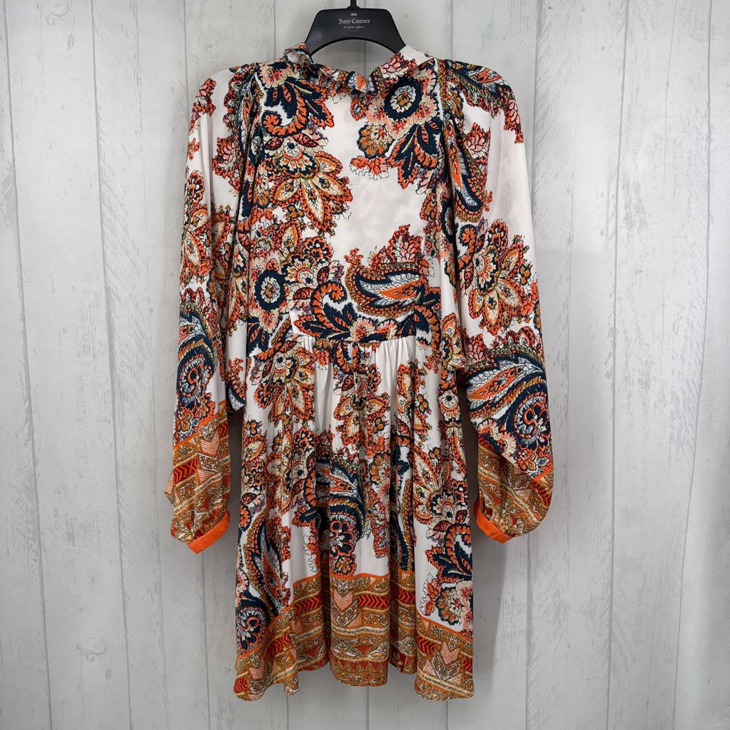 M paisley print v-neck l/s dress