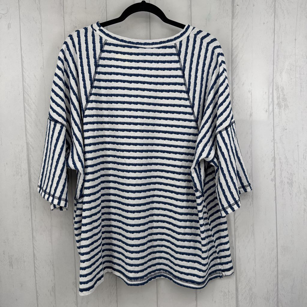 2XL striped drop shoulder top