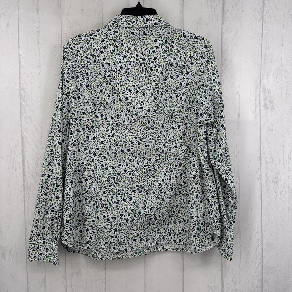 XL flo print button down l/s top