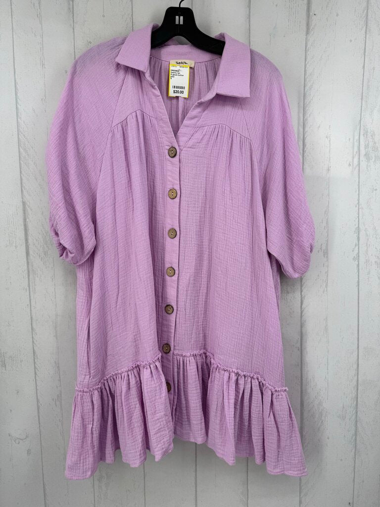 S gauze button down elbow slv dress