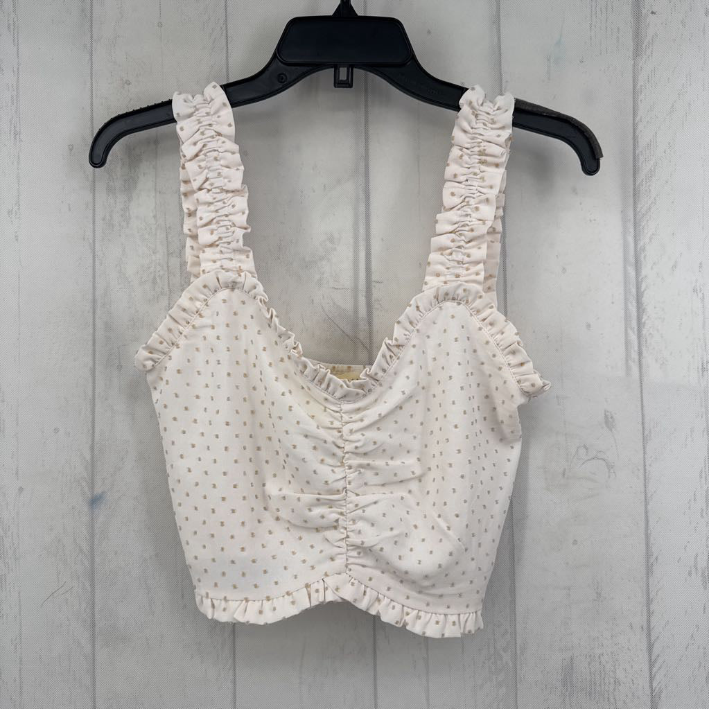 S swiss dot ruched crop tank