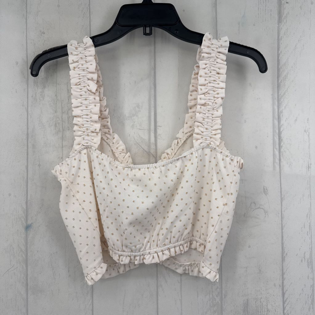 S swiss dot ruched crop tank