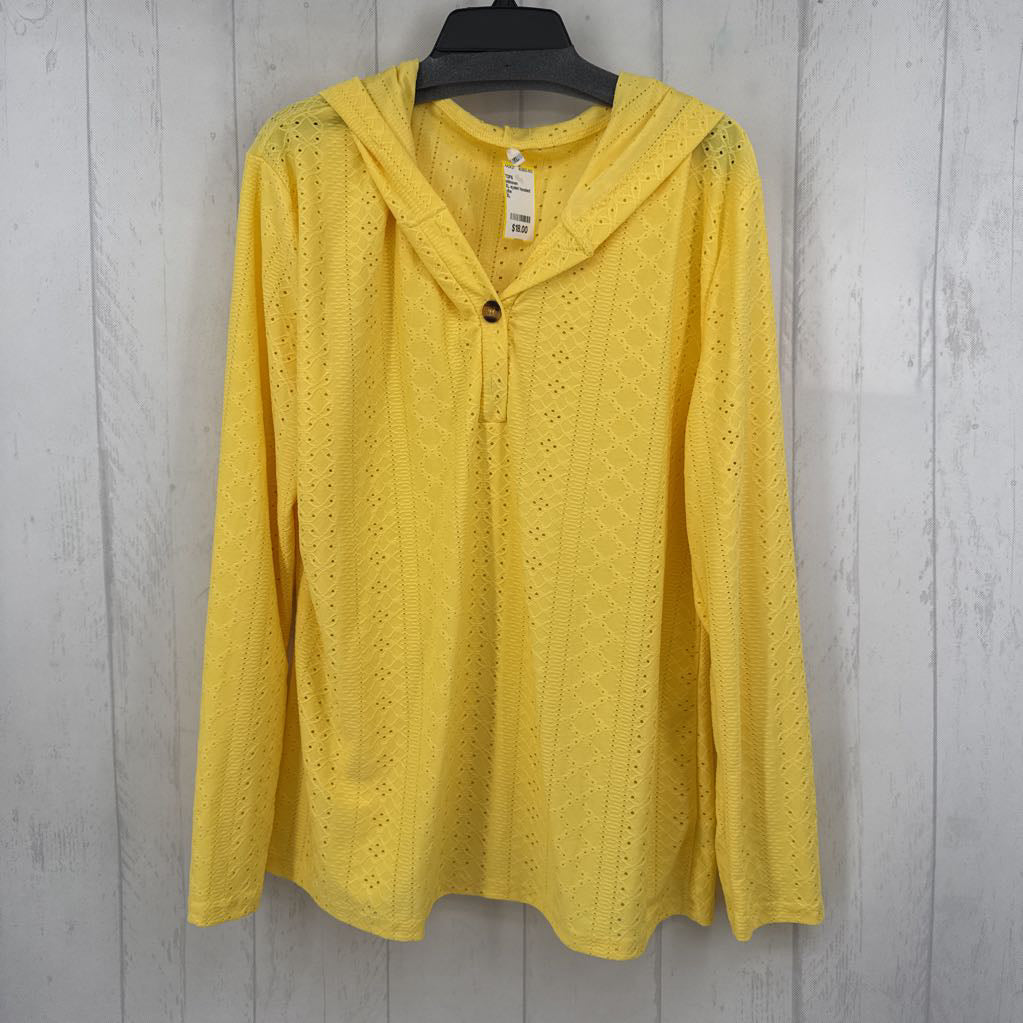 XL eyelet hooded l/s pullover