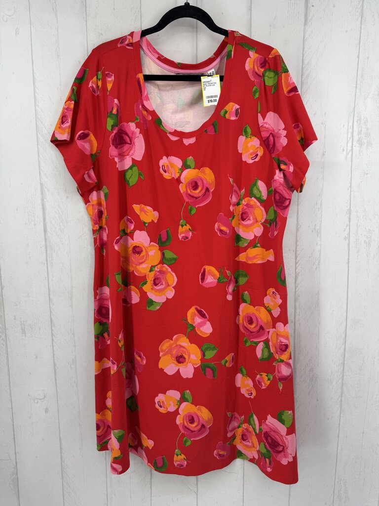 2X flo print s/s dress