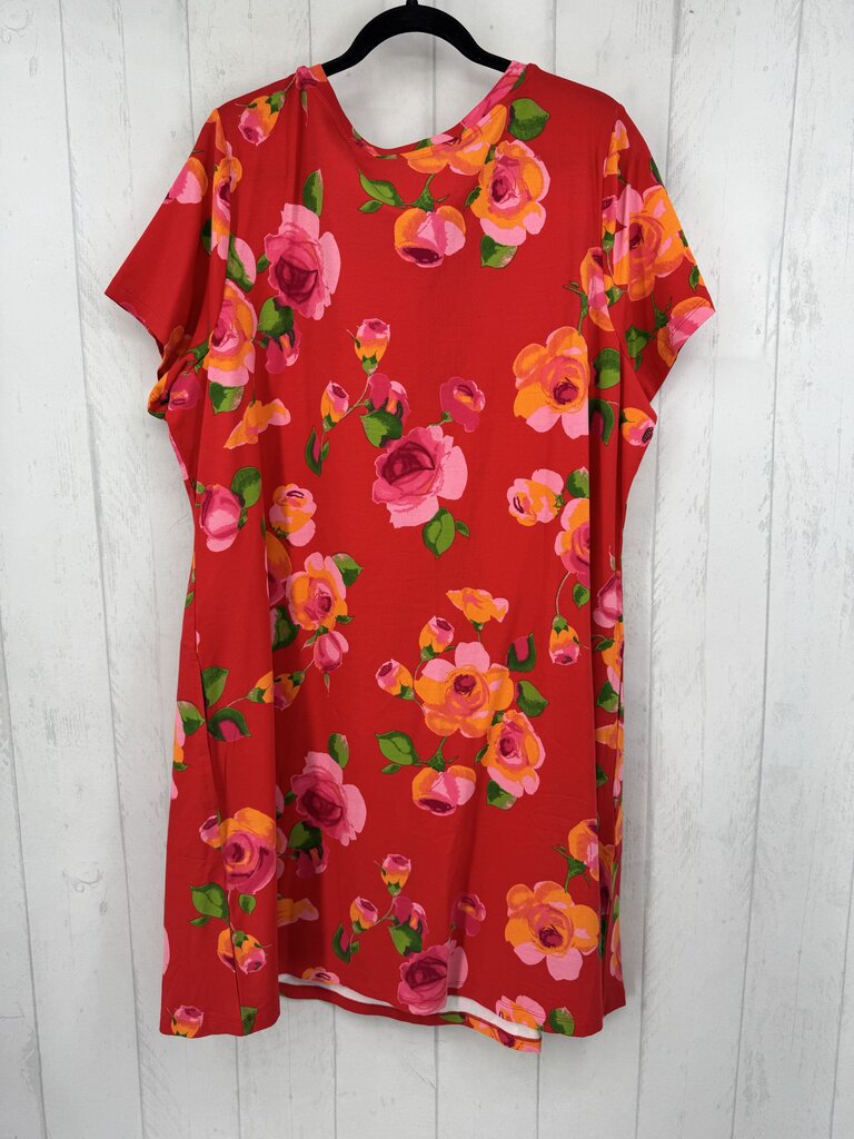 2X flo print s/s dress