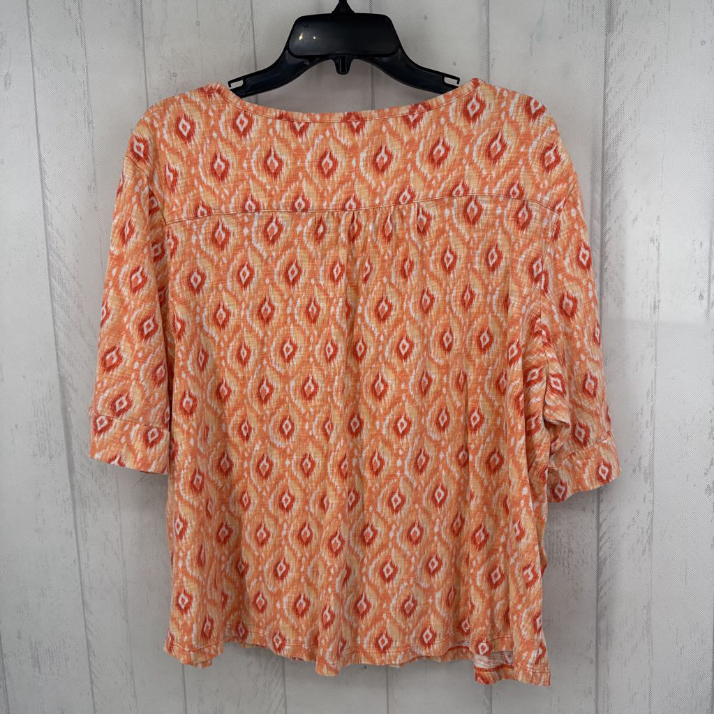 XXL printed v-neck elbow slv top