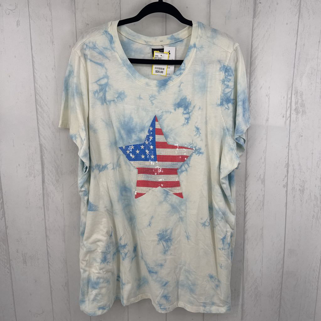 R43 26/28 tie-dye sequin star s/s tee