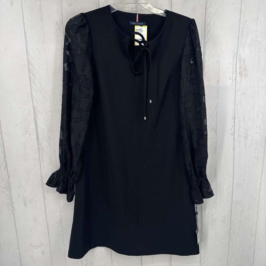 8p split neck jacquard slv dress l/s