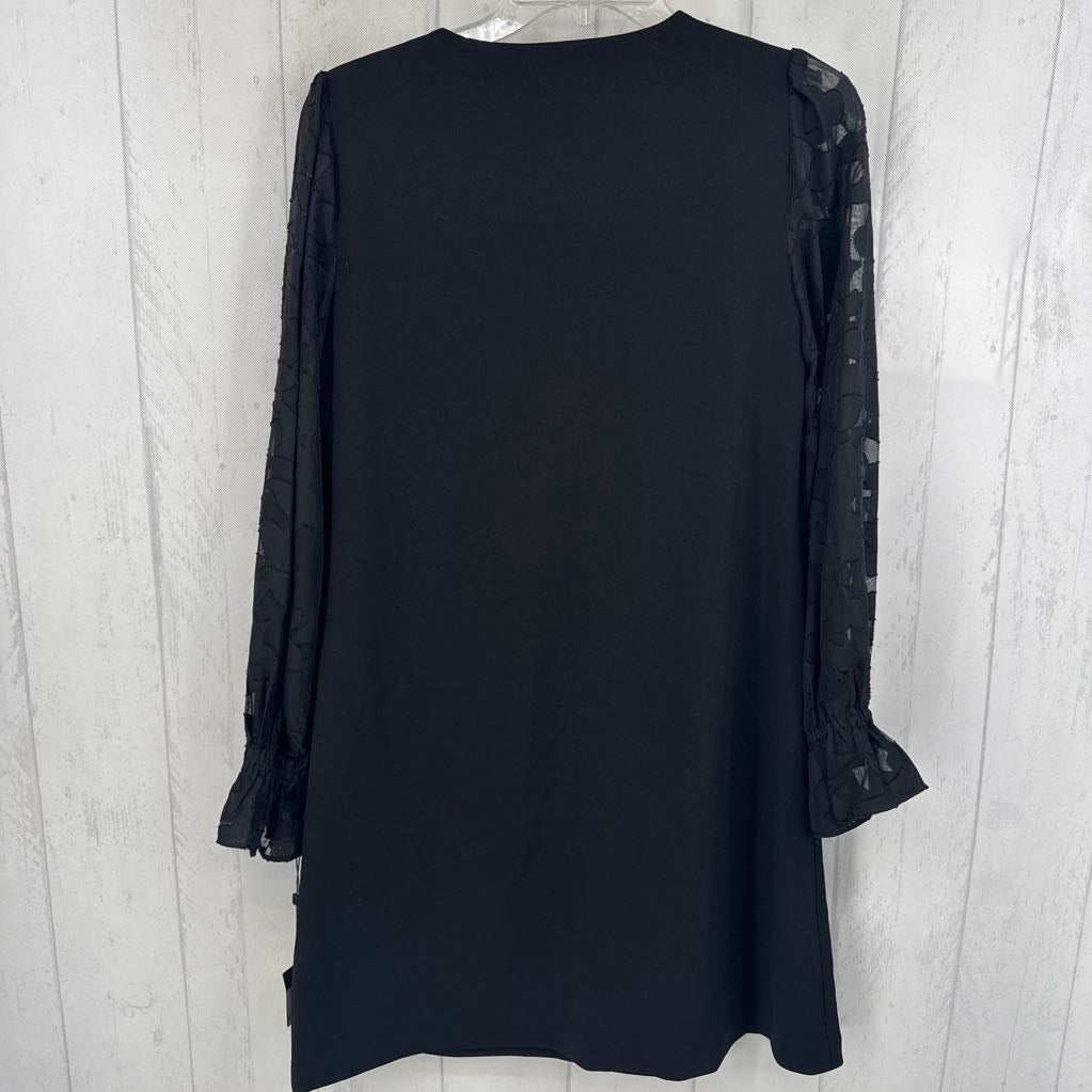 8p split neck jacquard slv dress l/s