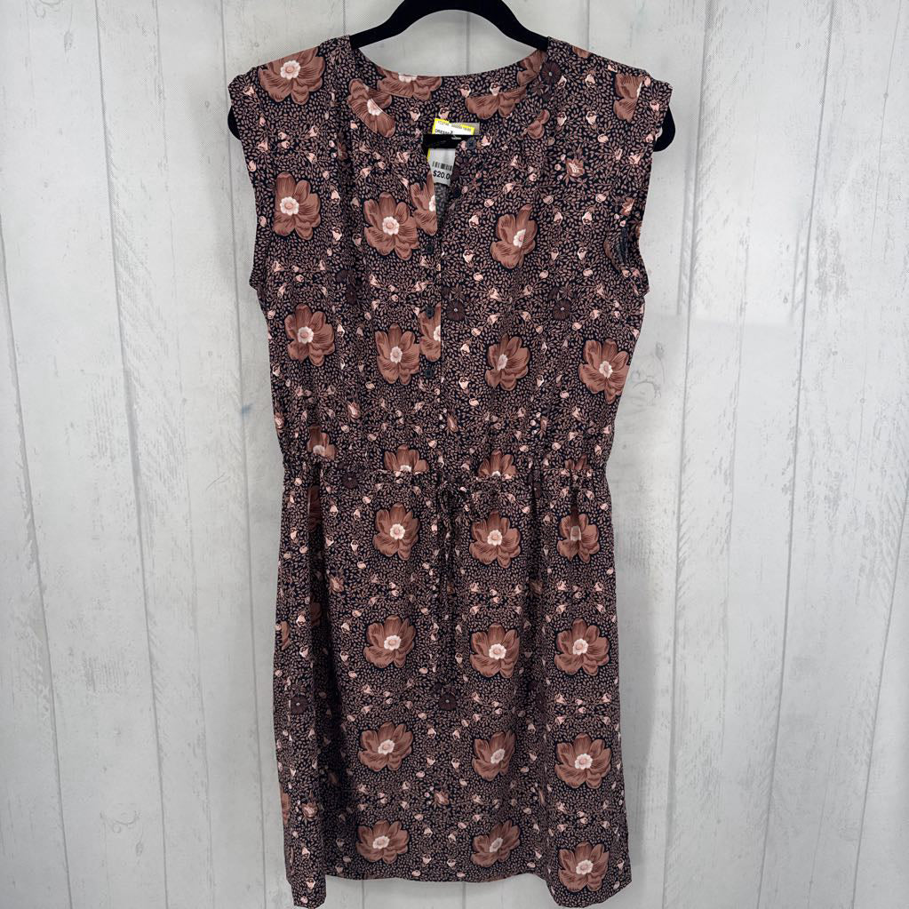 Mp flo print drawstring waist slvls dress