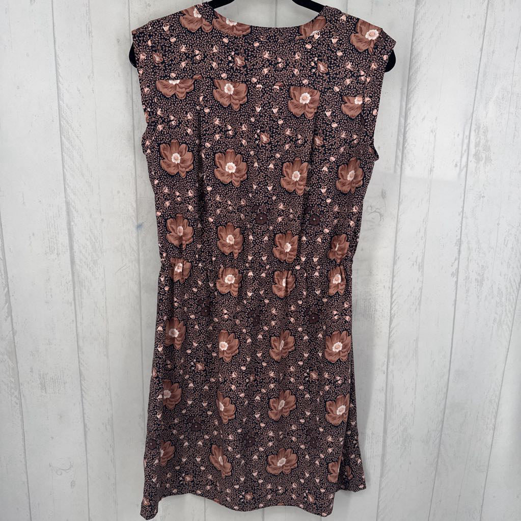 Mp flo print drawstring waist slvls dress