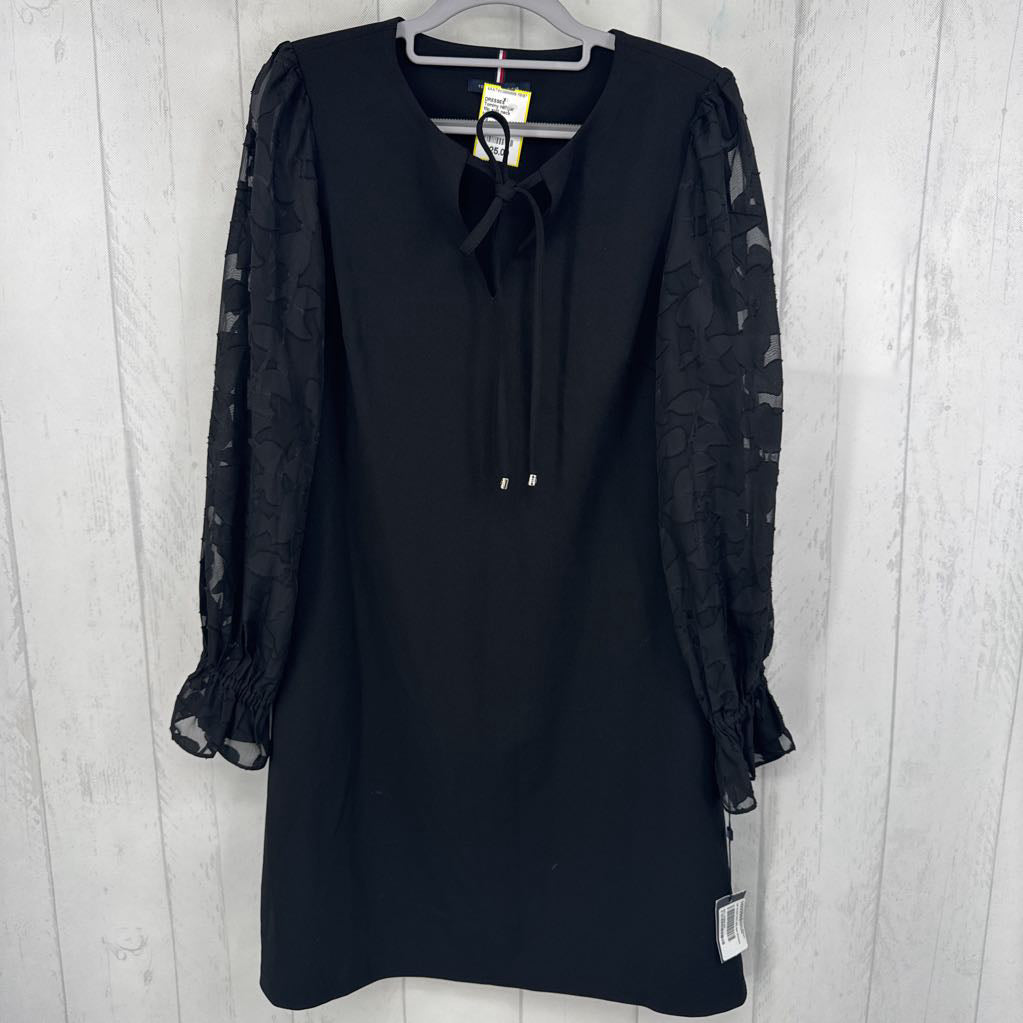 10p split neck jacquard slv dress l/s