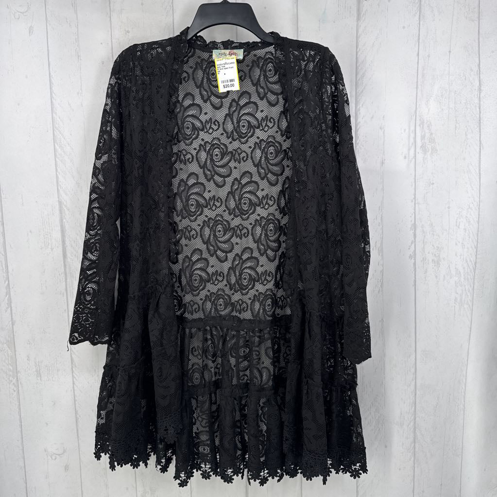 M lace open front l/s cardi
