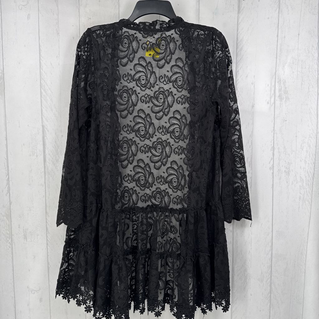 M lace open front l/s cardi