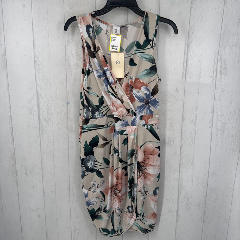 OX flo print crossover slvls dress