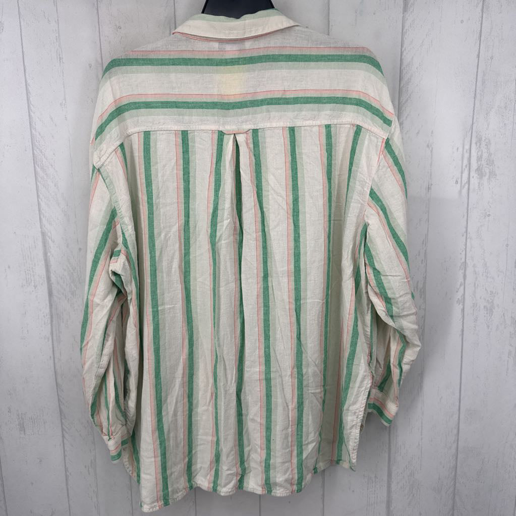 XL 2pc striped button down l/s top & shorts set