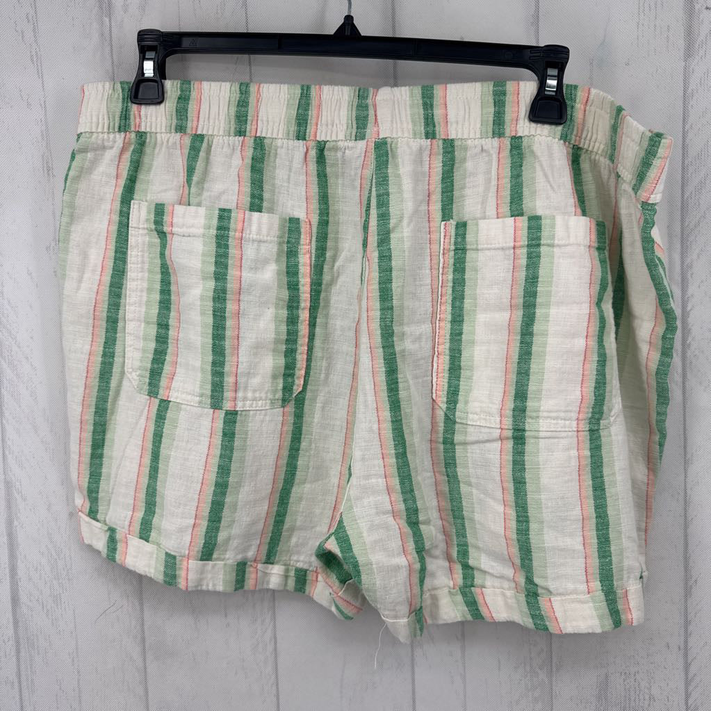 XL 2pc striped button down l/s top & shorts set