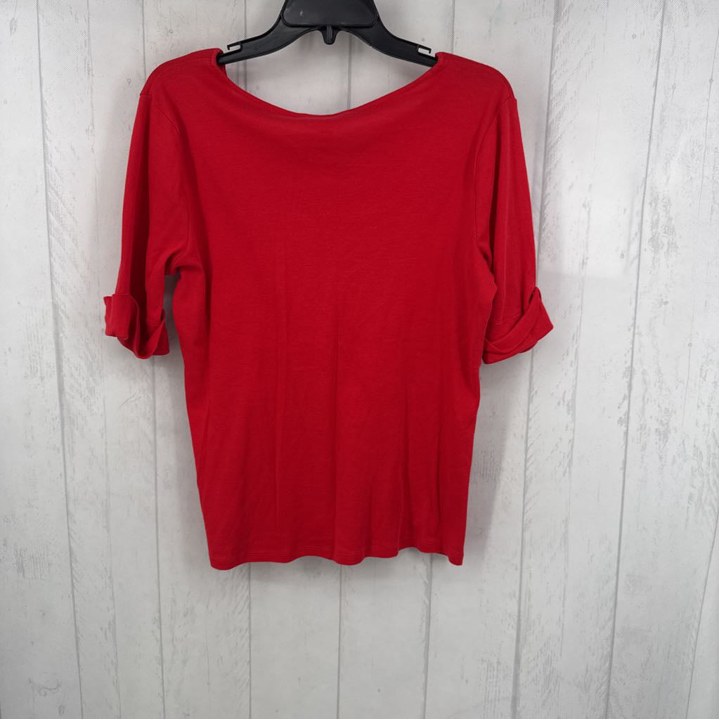 L v-neck cuffed s/s tee