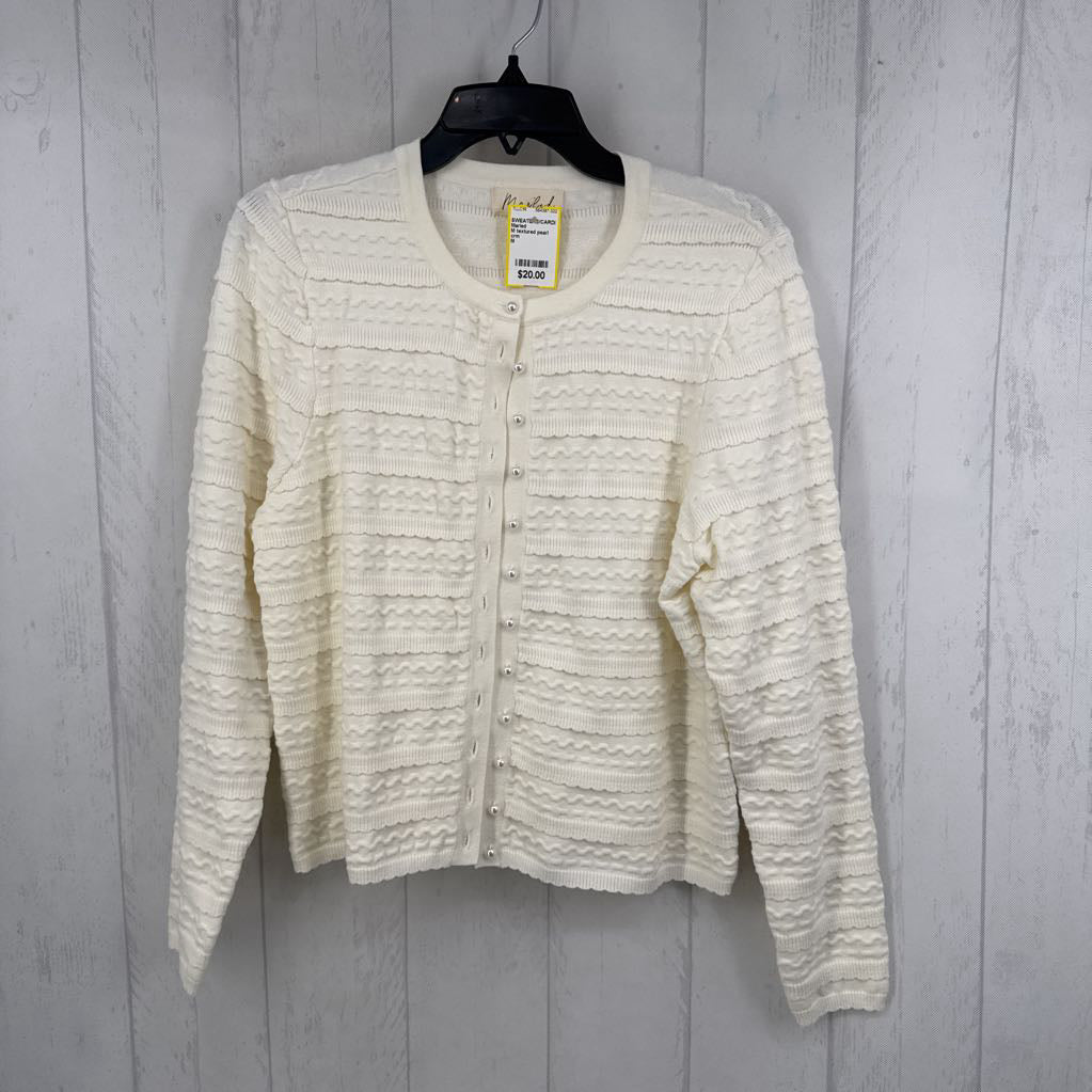 M textured pearl button cardi