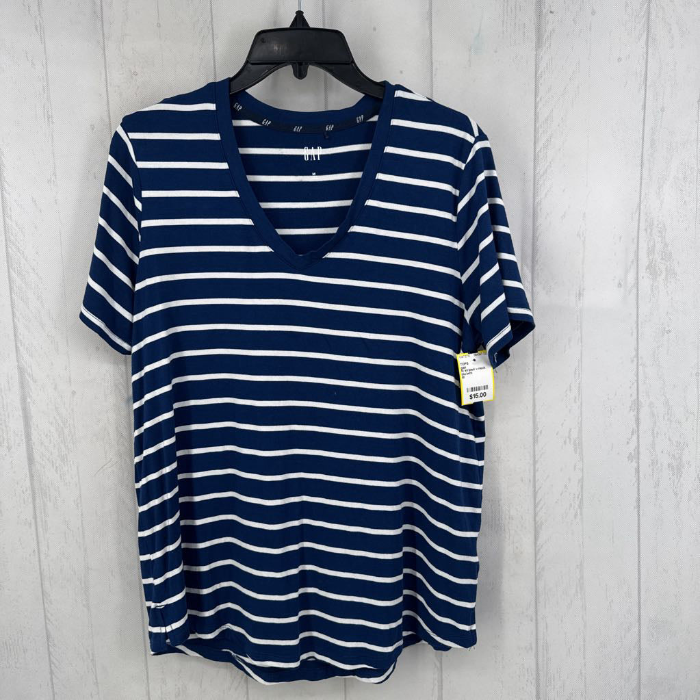 M striped v-neck s/s tee