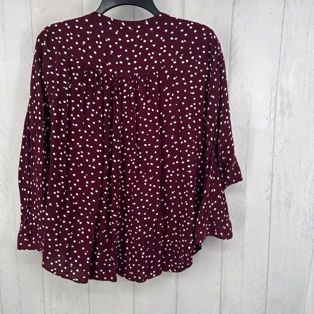 M dot print 1/2 button down dolman slv top