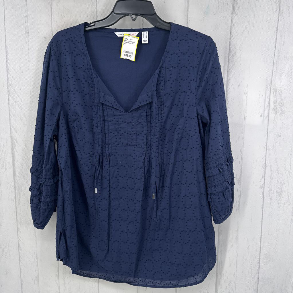 12 swiss dot tie front 3/4 slv top