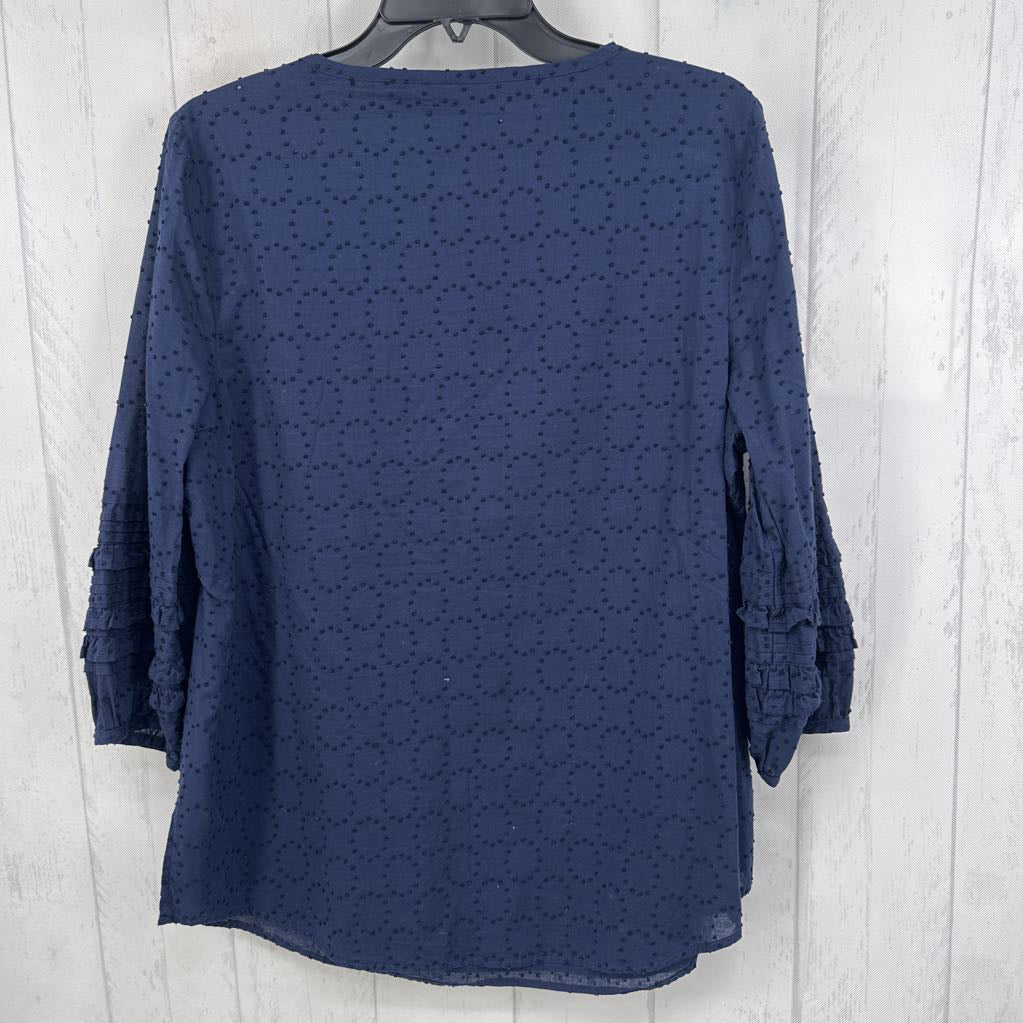 12 swiss dot tie front 3/4 slv top