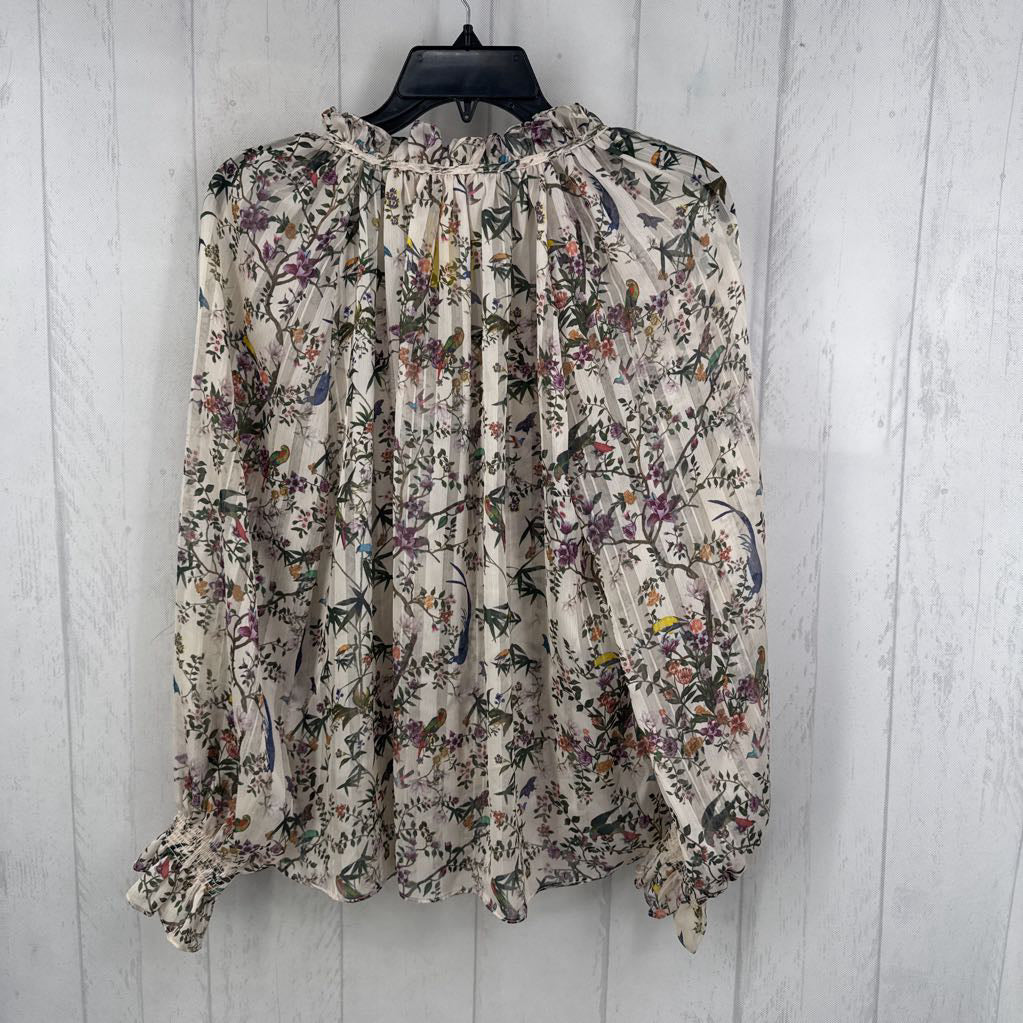 6 flo print tie-front l/s top